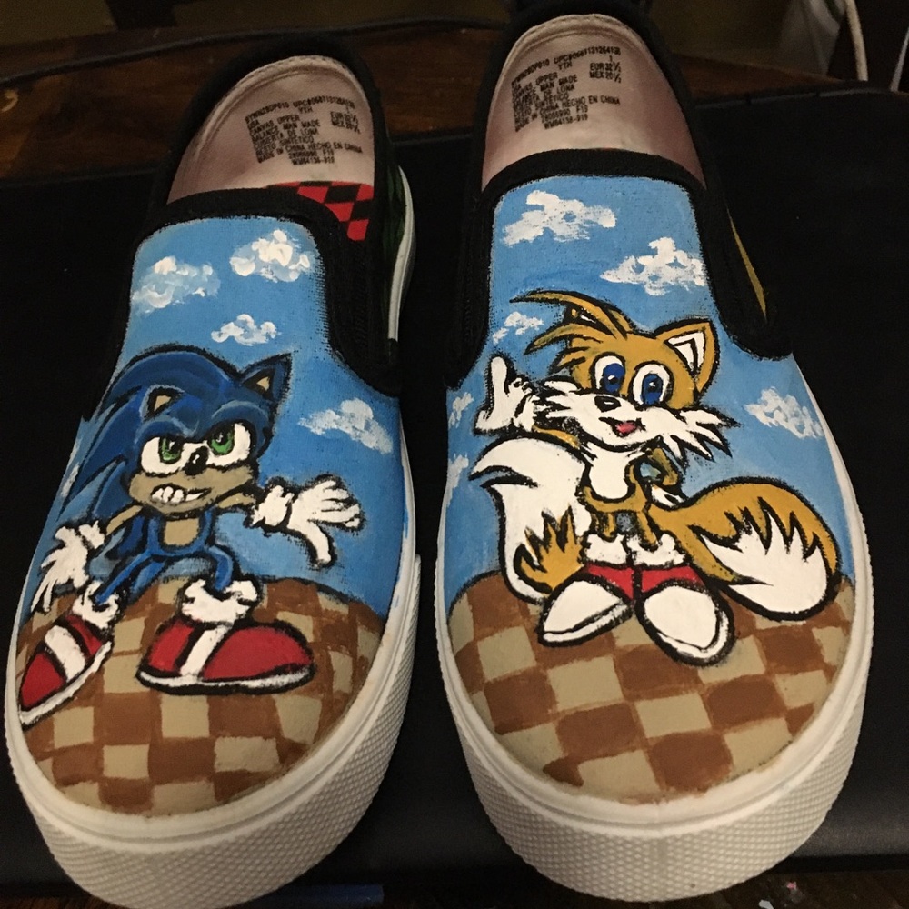 Cartoon Hand Painted Shoes Sonic The Hedgehog